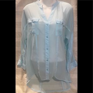 Sheer button down hi low top